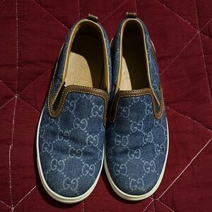 Gucci Blue Denim Slip-On Shoes